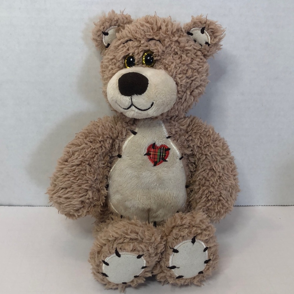 Tender Teddy 8 inch Brown Patch Plaid Heart First and Main 2017 Plush Stuffie